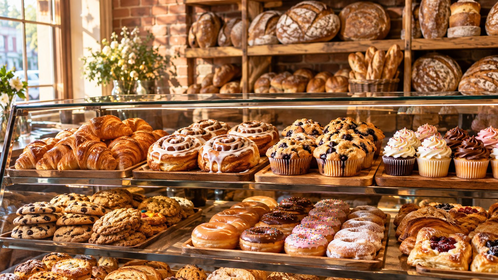 Fresh bakery treats in the display case